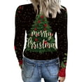 thumbnail image 3 of Christmas Knit Tops for Women Stretch Long Sleeve Christmas Ribbed T-Shirt Slim Fit Casual Holiday Trendy Tops, 3 of 5