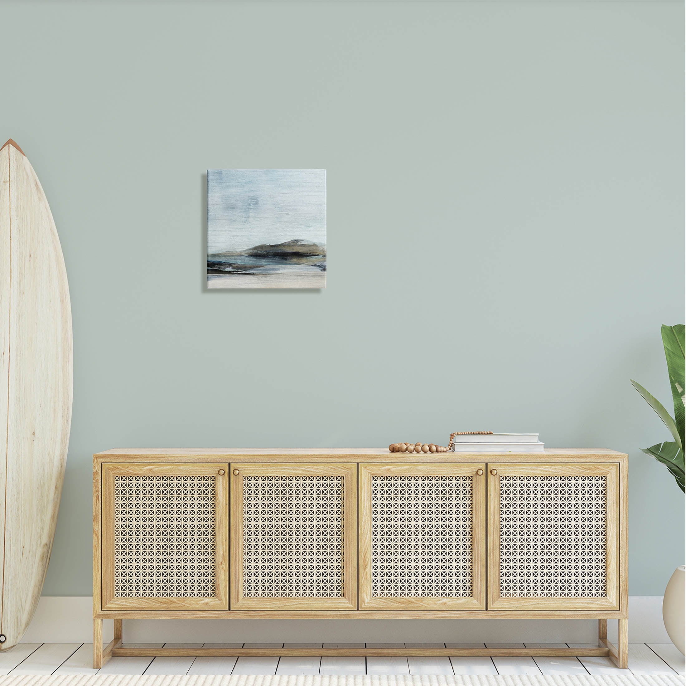 Abstract Rocky Beach Landscape Coastal Painting Gallery Wrapped Canvas Print Wall Art
