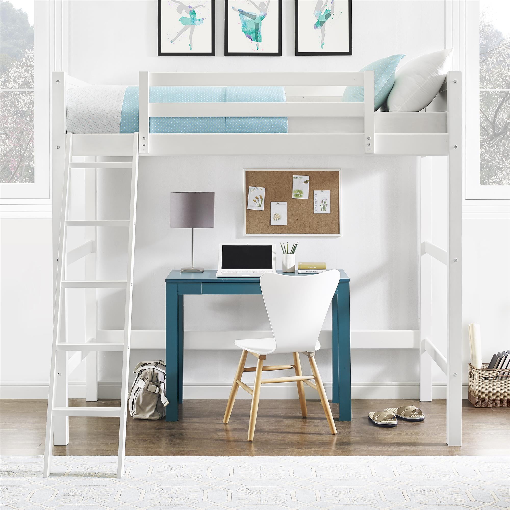 Your Zone Collection Twin Wood Loft Bed White Walmart Com