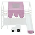 thumbnail image 4 of Twin House Loft Bed with Tent & Slide | White & Pink Plywood/Pinewood Frame | 78"L | Dual Access Storage Shelves | Fun Play Space for Bedroom, 4 of 25