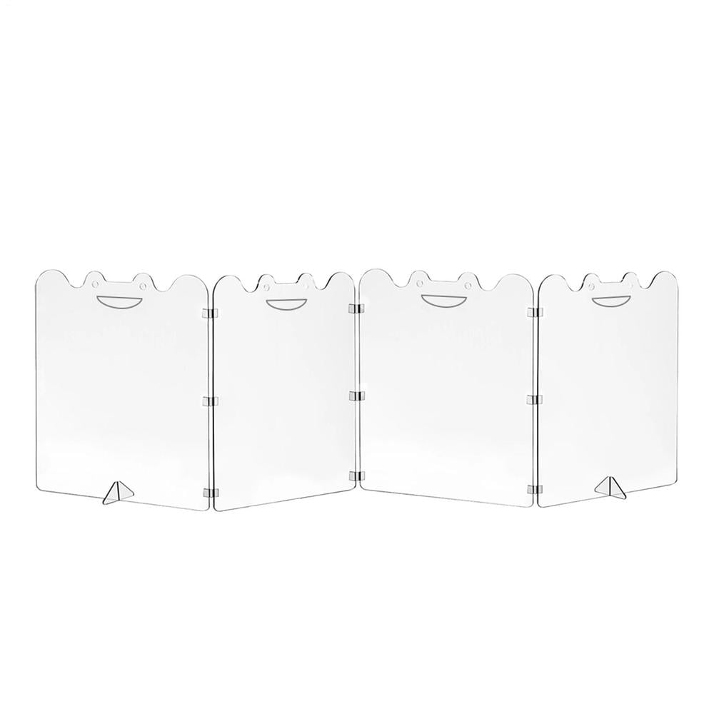 Extra-Wide Clear Acrylic Freestanding Dog Gates for The House – Folding 4-Panel Pet Gates for Doorways, Stairs, and Open Spaces, Transparent Indoor Barrier for Dogs, Puppies & Cats