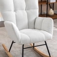 thumbnail image 4 of PORKISS Modern Rocking Chair, Upholstered Teddy Fabric Accent Chairs with High Backrest, Glider Rocker Comfortable Armchair with Padded Seat for Living Room Bedroom Playroom, Ivory, 4 of 9
