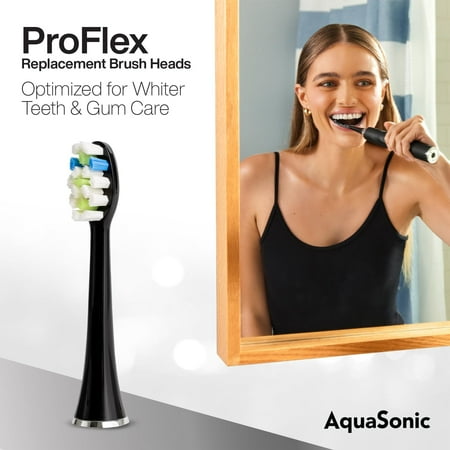AquaSonic - ProFlex Brush Heads - 8 Pack - black
