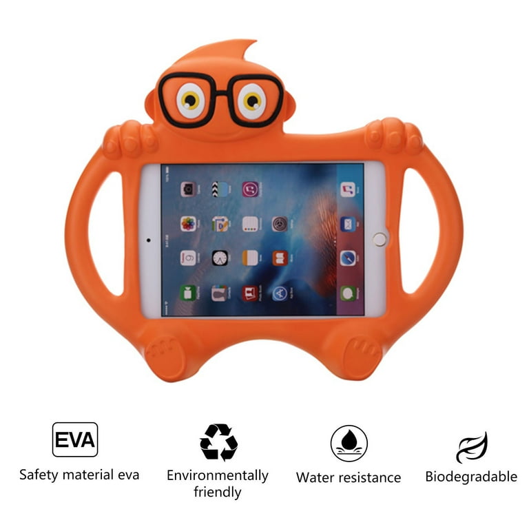 Allytech iPad Mini 4 Case for Kids, iPad Mini 1 2 3 Case Cover for Kids,  Cute Design EVA Silicone Handle Stand Lightweight Shockproof Toddler  Children Proof Case for Apple iPad Mini 1 2 3 4, Orange 