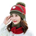 thumbnail image 2 of Female Winter Warm Knitted Circle Loop Scarf Face Cover Valve Plush Woolen Cap, 2 of 8