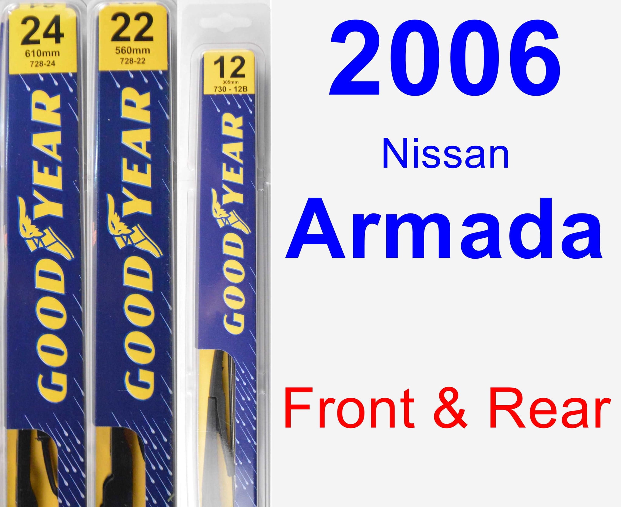 2006 Nissan Armada Wiper Blade Set/Kit (Front & Rear) (3 Blades) Rear