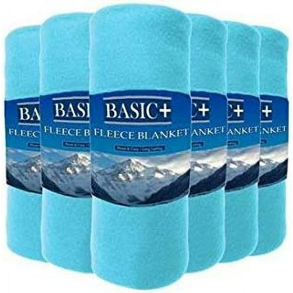Basic Plus Wholesale Case Packed Fleece Throw Blankets & Decorative Furniture Covers Bulk of 24 by Premium (Light Blue)