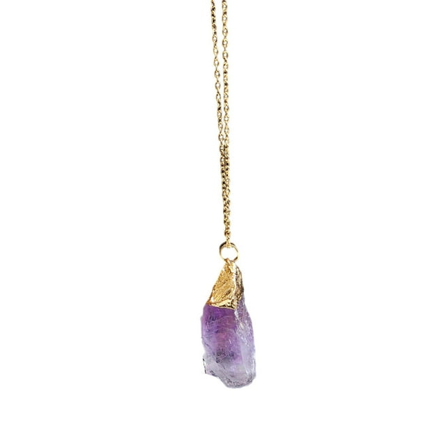 PVCS Collier en Cristal de Pierre Naturelle Plaqué Or Pendentif en Quartz