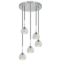 Woodbridge Lighting Bristol 5-Light Glass Cluster Pendant in Chrome/Mercury
