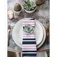 thumbnail image 2 of Navy Blue Pink Striped Cloth Napkins Set of 4 Reusable Dinner Napkins, Gradient Horizontal Lines Cocktail Napkin Washable Table Napkins for Wedding/Holiday Party/Baby Shower 20"x20", 2 of 7