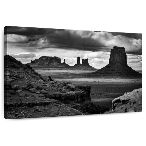 Elephant Stock Bw Monument Valley National Park Wall Art - Horizontal Canvas Wall Art - Living Room Wall Decor - Nature Canvas - Black And Gray Decor - 12" x 8"