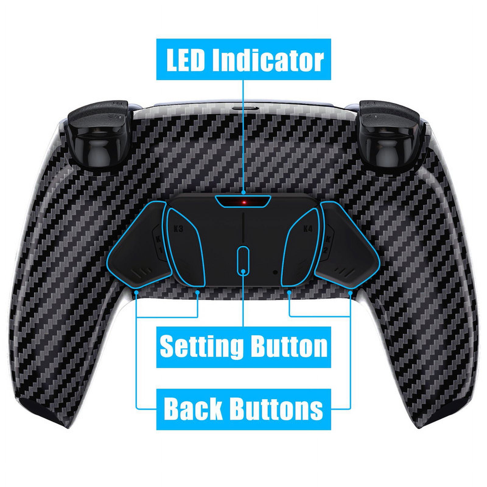 eXtremeRate Back Paddles Programable RISE4 V3 Remap Kit for PS5 Controller BDM-030 040 050, Upgrade Board Graphite Carbon Fiber Redesigned Bottom Shell 4 Back Buttons for PS5 Controller -NO Controller