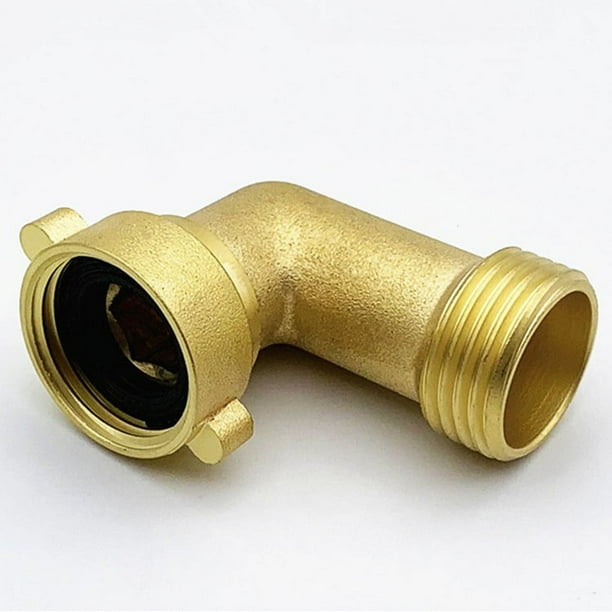 Conector de codo de manguera de jardín Accesorios de tubería de latón macizo de 90 grados Codo de manguera - Elimina el estrés y la tensión en el adaptador de manguera de entrada de agua RV