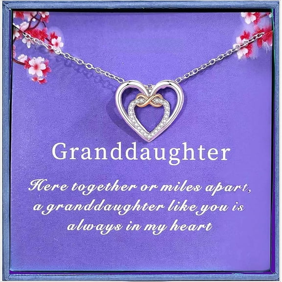 Granddaughter Gifts from Grandma Silver Infinity Heart Necklace from Grandmother, Birthday Ideas, Pendant Jewelry Necklaces