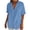 Blue, variant on Jaunzuar Linen Shirts for Women Short Sleeve V Neck Button Down Shirts Summer Loose Casual Tops L