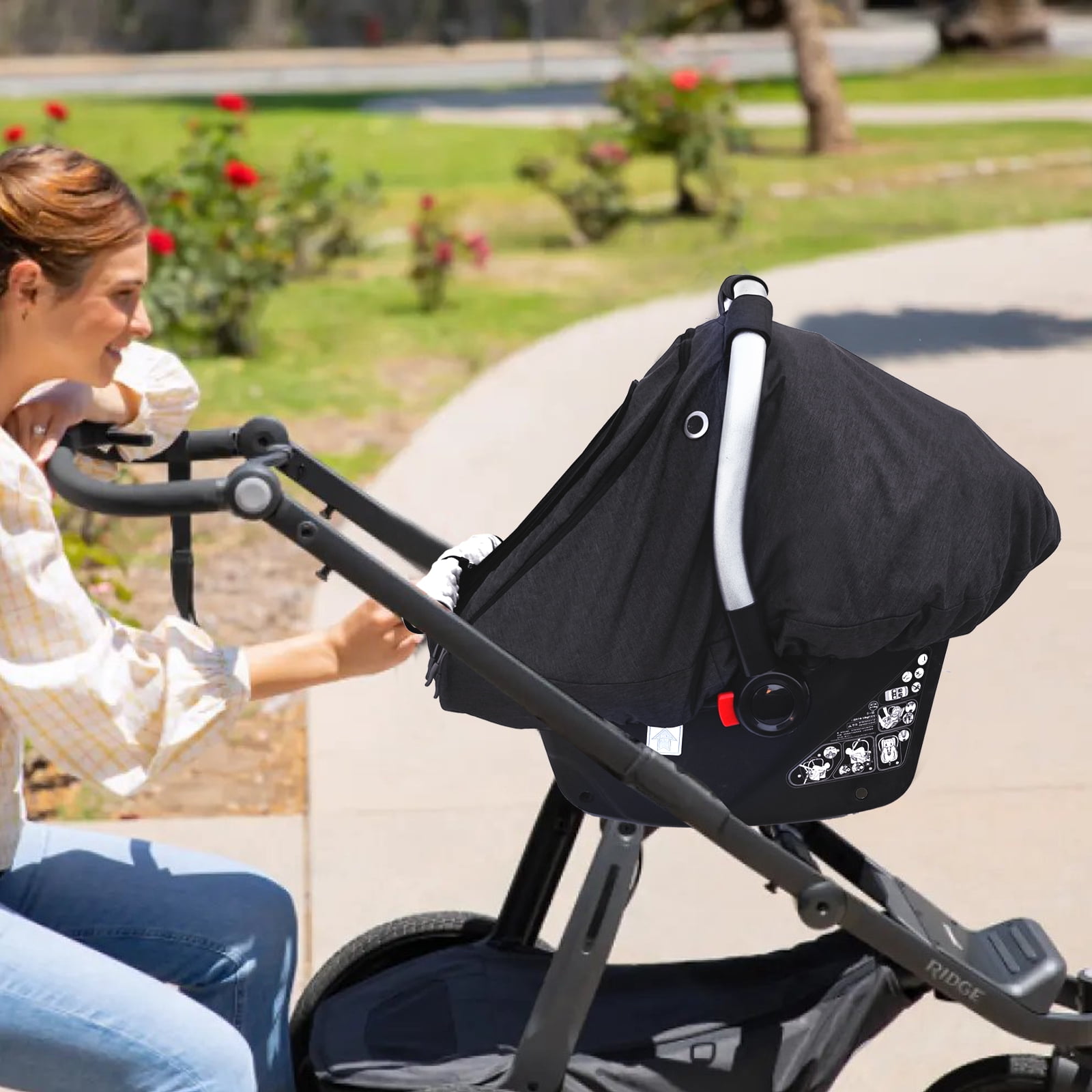 Baby Car Seat Cover for Babies,Patented Waterproof Baby Car Seat Cover for Boys & Girls,Infant Car Seat Cover Canopy for Girls,Windproof Car Seat Canopy for Boys, Keeps Babies Warm and Cozy (Black)