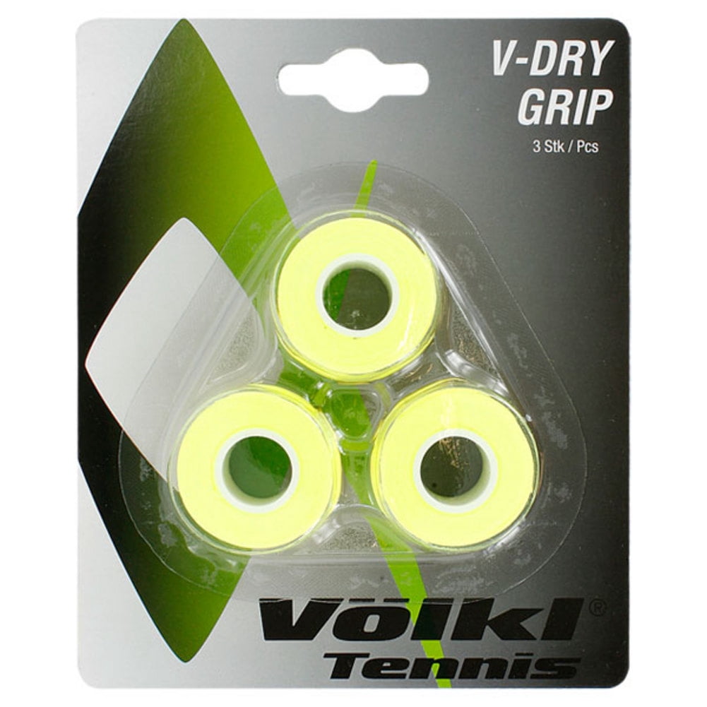 VOLKL V-Dry Grip | Overgrip | High Performance Tennis Grip (Neon Yellow, 3-Pack)