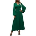 thumbnail image 3 of Tianiyouqing Long Sleeve Bridesmaid Dresses for Women Long Pleated Empire Waist Formal Evening Dresses with Slit Green S, 3 of 6