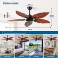 thumbnail image 4 of Pedestal Fan, 52 Inch Tropical Ceiling Fan (No Light), Palm Leaf Indoor/Outdoor Ceiling Fan for Patio & Living Room, Reversible Fan, Black Bronze, Black + Dark Walnut Tower Fan,Wood+Metal Desk Fan, 4 of 6