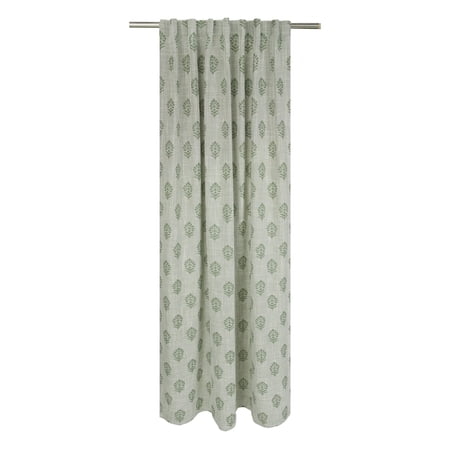 BETTER HOMES & GARDENS FLORAL BLOCK PRINT BLACKOUT SINGLE CURTAIN PANEL, GREEN, 50″W X 84″L