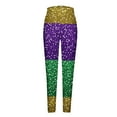 thumbnail image 3 of DDAPJ pyju Novelty Leggings for Women 2025 Mardi Gras Sequin Striped Tights New Orleans Carnival Color Block Casual Workout Yoga Pants on Sale Multicolor XXL, 3 of 5