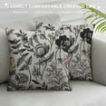 thumbnail image 3 of ONETECH Floral Pattern Bouquets of Spring Flowers Black and White Square Throw Waist Pillow Case Decorative Cushion Cover Pillowcase Sofa, 3 of 5