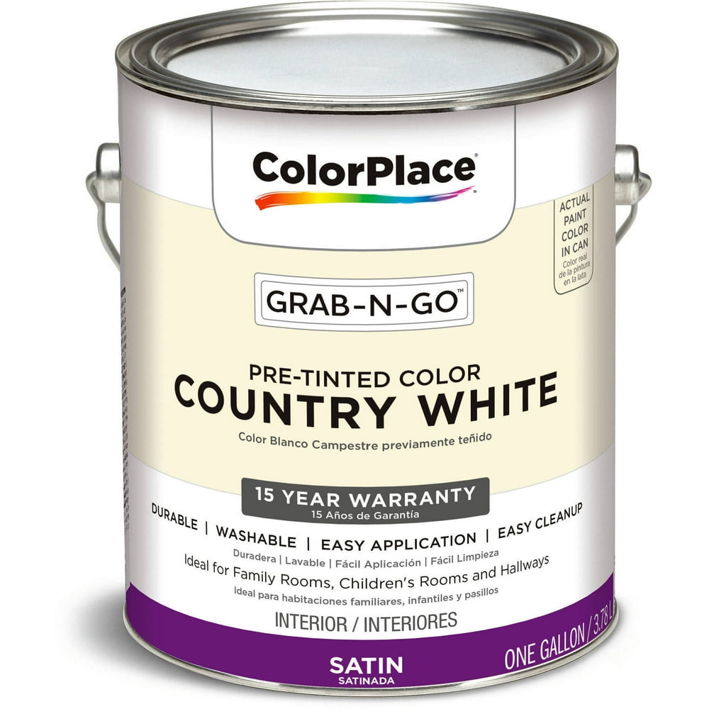ColorPlace GrabNGo Satin Interior Paint, Country White, 1 Gallon