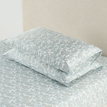 Better Homes & Gardens 400 TC Hygro Cotton Pillowcases, Standard/Queen, Aqua Paisley, 2 Piece