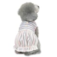 thumbnail image 4 of CBFFDC Puppy Skirt Breathable Mesh Dog Dress Striped Print Buttons Decor Ruffled Hem Contrast Color Patchwork Puppy Summer Skirt, 4 of 7