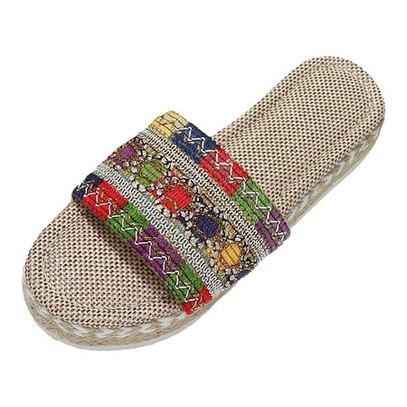 

GYUJNB Floral Lace Strap Slippers for Women – Cute Womens Slippers with Boho Patterns – Boho Indoor Outdoor Womens Slippers for Summers – Stylish & Trendy Casual Slippers for Women Size 7.5