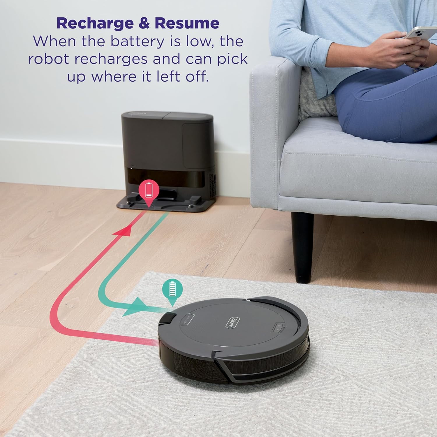 Shark Navigator Robot Vacuum and Self-Empty Base with Bagless, 60-Day Capacity and SmartPath Navigation RV2120AE