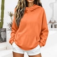 thumbnail image 2 of Garbnen Womans Hoodie Fleece Lined Long Sleeve Pullover Shirts for Women Oversized Fall Winter Warm Trendy Sweatshirt for Women with Pocket Orange M, 2 of 7