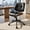 Black, variant on XIZZI Home Office Chair, Armless Mid-Century Ergonomic Desk Chair with 3" Thick Cushion, Premium PU Leather Mid Back 360 Swivel Computer Chair with Walnut Design, Button-Tufted White