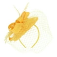 thumbnail image 3 of TODOZO Fascinators Tea Party Hat for Women - Kentucky Church Derby Hats Flower Mesh Feather Headband for Ladies Girls Hats for Fascinators Pillbox Flower Hat for Tea Wedding Church Yellow, 3 of 7
