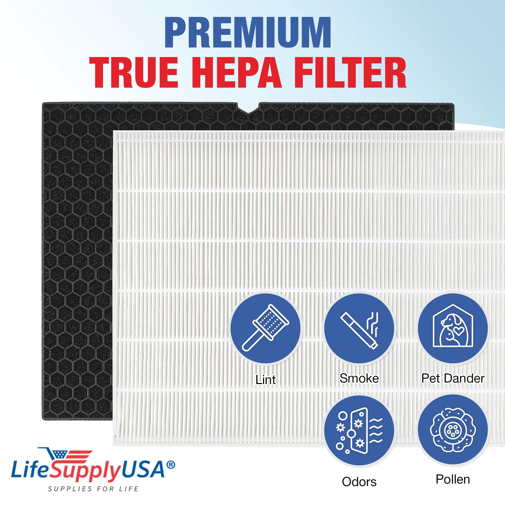 116130 HEPA Filter H Replacement Compatible with Winix 5500-2, AM80, 5510, 5520 Air Purifiers -True HEPA + Activated Carbon Filter by LifeSupplyUSA (2-Pack)