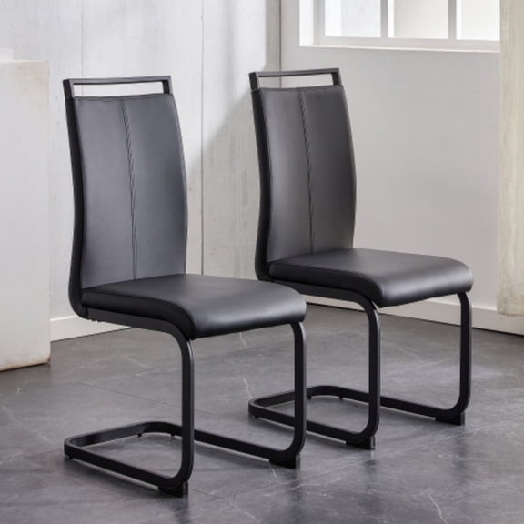 TesNus Dining Chairs Set of 2 Black PU Faux Leather C-Shaped 39.37 Inch for Kitchen