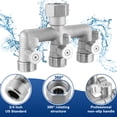 thumbnail image 6 of 3-Way Garden Hose Splitter, 3/4 in. GHT 304 Stainless Steel Hose Faucet Splitter with 3 Independent Shut-Off Valves, 360° Swivel Inlet, Hose Manifold with Washers and PTFE Tape, 6 of 10