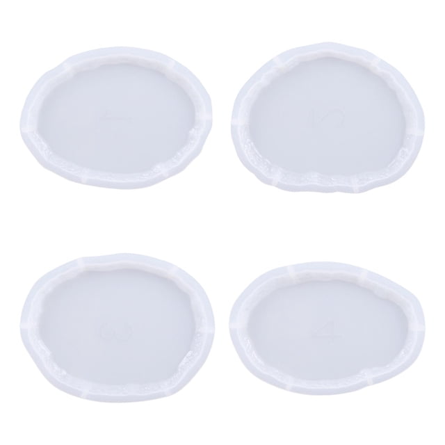 KLKCMS 4x Dessous de Verre Résine Moulage Bricolage Époxy Silicone Moule Résine Outil Décoratif Napperon Ovale