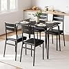 5 Piece Dining Table Set for 4, Kitchen Table and Chairs Set, MDF Tabletop, Compact Dining Room Set with Backrest Chairs, 43.3 x 27.5 in Table,Black