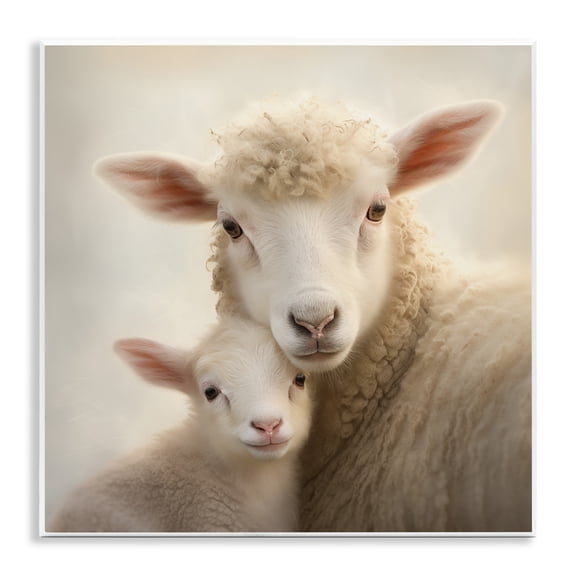 Stupell Industries Lamb & Sheep Cuddles Animals Painting Unframed Art Print Wall Art, 12 x 12