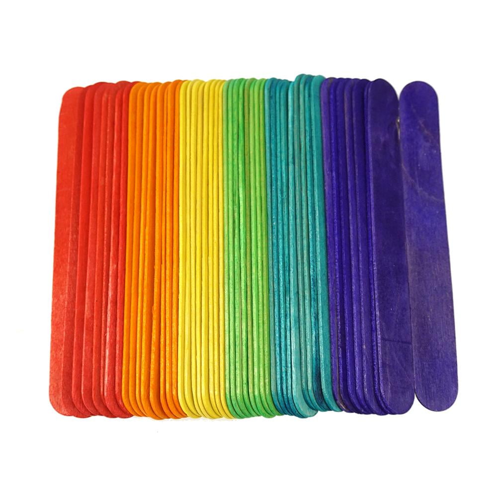 Wooden Craft Popsicle Sticks, Assorted Color, 6Inch, 50Piece
