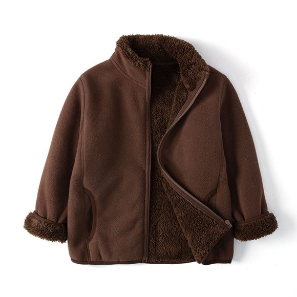 MIASHUI Veste Chaude à Fermeture Éclair pour Tout-Petits Garçons Filles à Manches Longues Manteau Léger Hauts, Café, 4-5 Ans