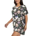 thumbnail image 2 of Fotbe cartoon cute Skull star Print Pajama Set for Women 2 Piece Loungewear Short Sleeve Tops and Shorts Set Soft Sleepwear-X-Large, 2 of 7