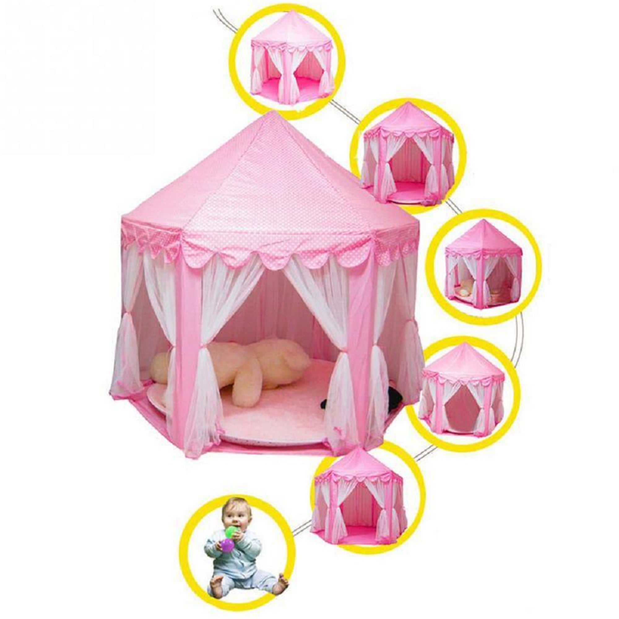 Spaco Princess Castle Play House for Child Indoor Kids Play Tent warm Lighting Set, Birthday Gift Pink Spaco Princess Castle Play House for Child Indoor Kids Play Tent warm Lighting Set, Birthday Gift Pink