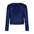 thumbnail image 6 of Womens Sequin Jacket Casual Long Sleeve Front Zip Party Bomber Blazer with Pockets, 6 of 7