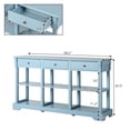thumbnail image 3 of IVV 58.2" Console Table, Vintage Wood Sofa Side Table with 3 Drawers, and Open Shelf for Entryway Hallway Living Room (Blue), 3 of 9