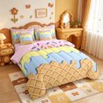 thumbnail image 2 of Manfei Sweet Candy 7pcs Queen Bedding,Watercolor Ice Cream Bedding Comforter Set Queen,Pink Reversible, 2 of 7