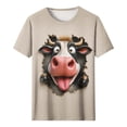 thumbnail image 3 of Women's 3D Cow Print Short Sleeve Shirts Funny Animal Graphic Tees Casual Crew Neck Summer Tops Novelty Comfortable Pullover Blouse for Holiday Vacation, 3 of 5