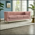 thumbnail image 3 of Modern Designs Velvet Upholstered Living Room Sofa, 3 Seat Sofa Couch with Golden Metal Legs for Home, Apartment or Office, 3 of 8