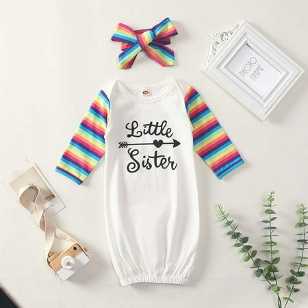 

Wolfast Promotion Baby Newborn Gown Soft Breathable Sleeper Gowns Babies Coming Home Outfit Infant Watercolor Flowers Nightgowns with Headband Set